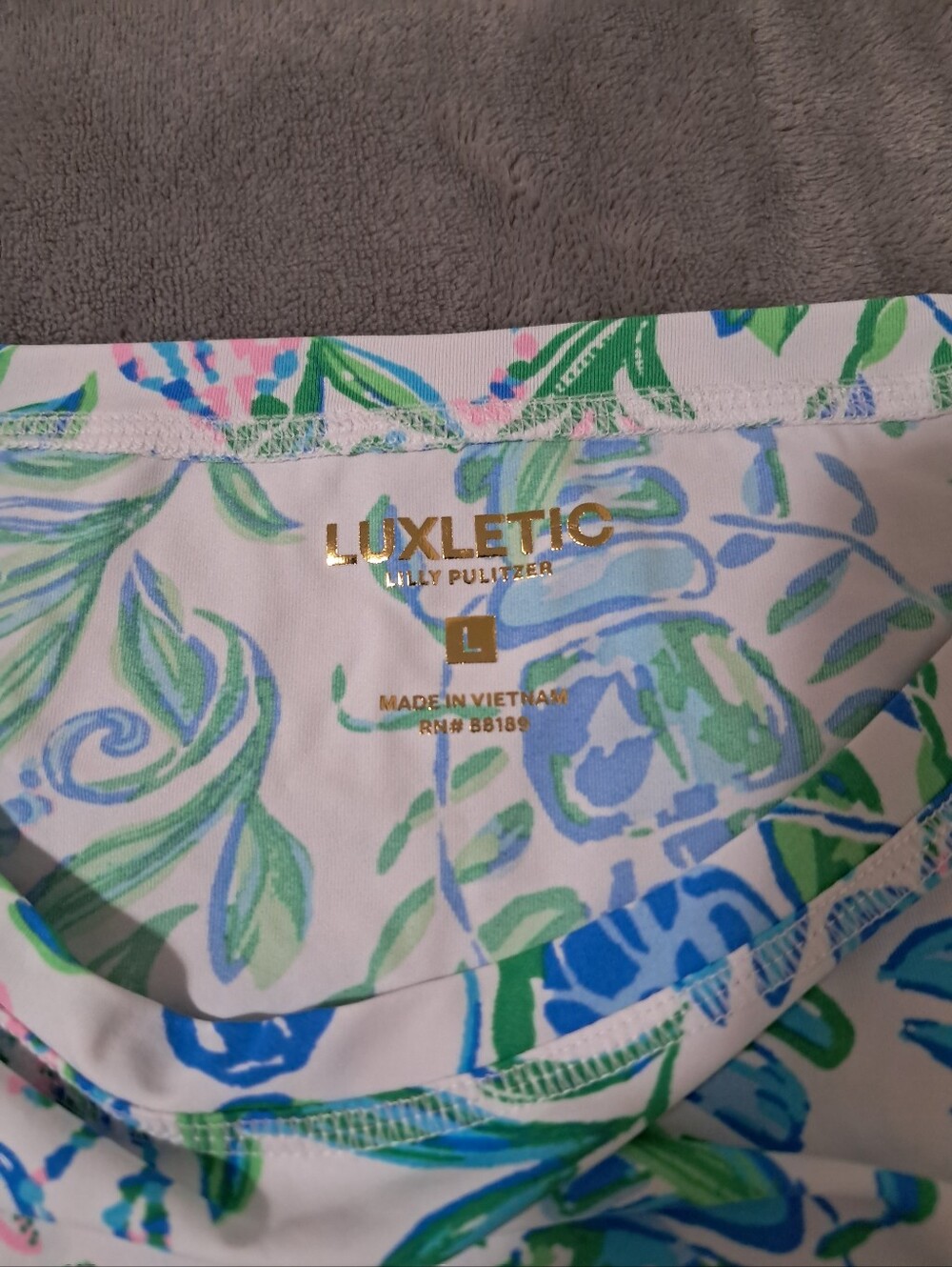 Lilly Pulitzer Luxletic Floral Renay UPF 50+ Tank Top Resort White Sz. L - Picture 6 of 8